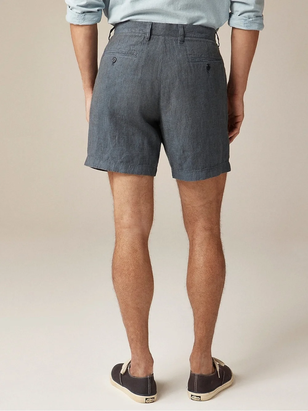 J. Crew Men's Preppy Casual Navy Blue Linen 7” Shorts Size 28” Waist